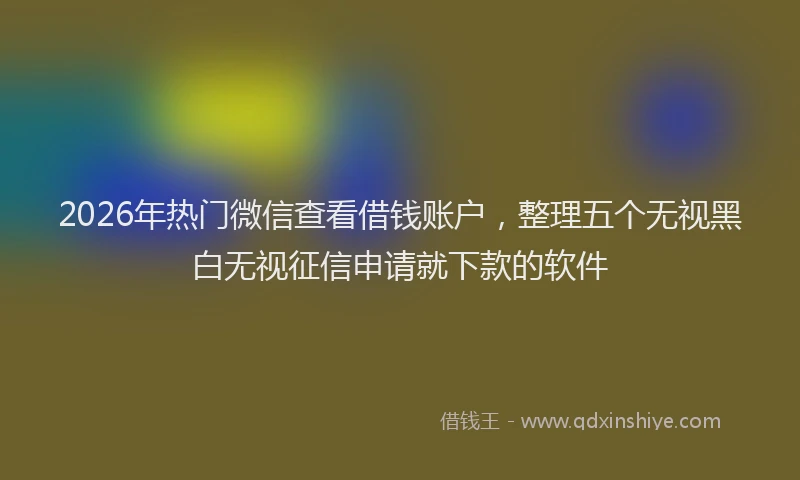 2026年热门微信查看借钱账户，整理五个无视黑白无视征信申请就下款的软件