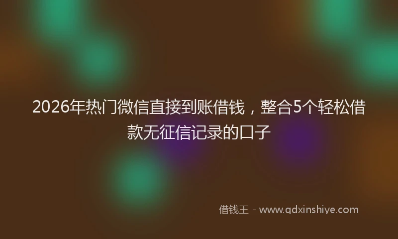 2026年热门微信直接到账借钱，整合5个轻松借款无征信记录的口子