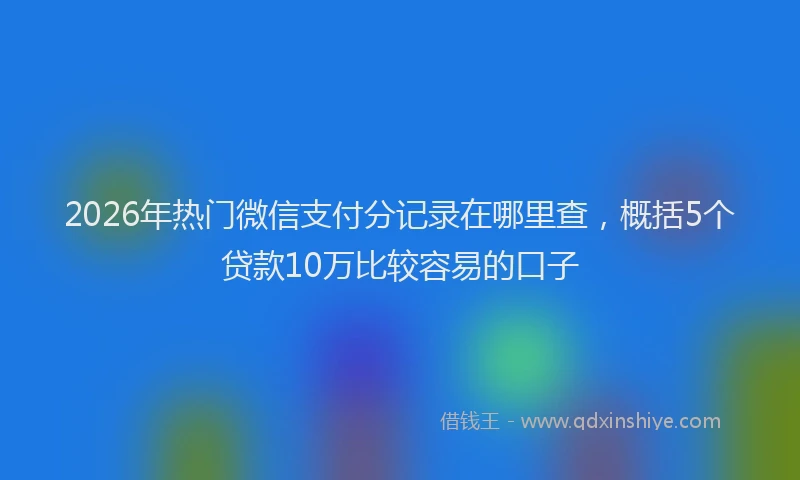 2026年热门微信支付分记录在哪里查，概括5个贷款10万比较容易的口子