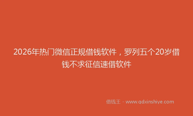 2026年热门微信正规借钱软件，罗列五个20岁借钱不求征信速借软件