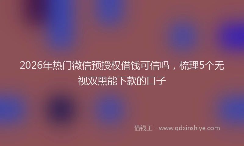 2026年热门微信预授权借钱可信吗，梳理5个无视双黑能下款的口子