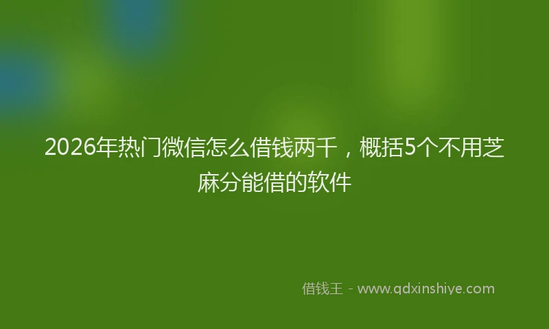 2026年热门微信怎么借钱两千，概括5个不用芝麻分能借的软件