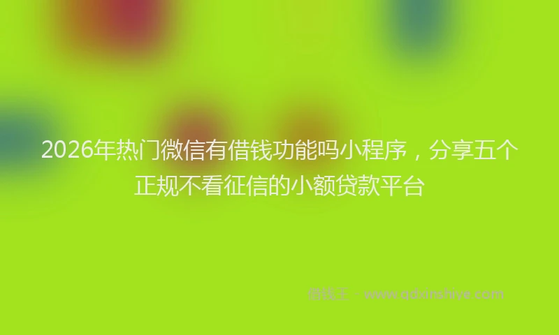2026年热门微信有借钱功能吗小程序，分享五个正规不看征信的小额贷款平台