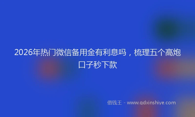 2026年热门微信备用金有利息吗，梳理五个高炮口子秒下款