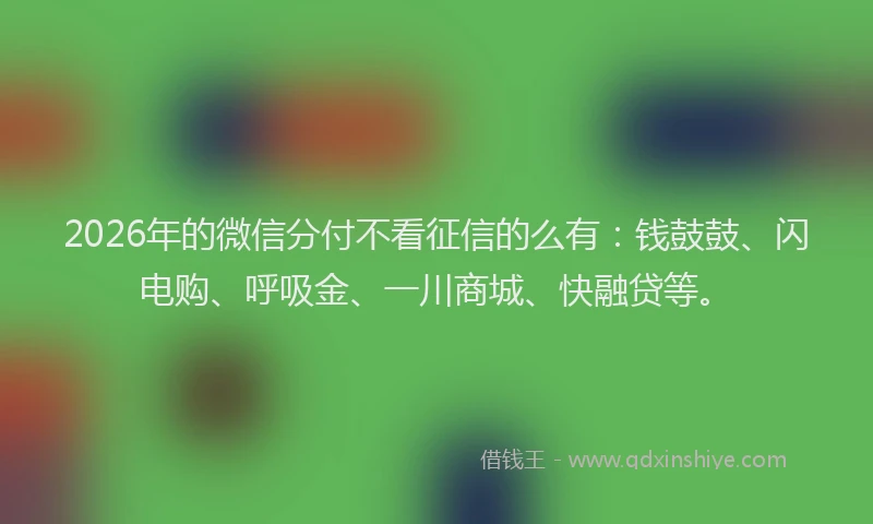 2026年的微信分付不看征信的么有:钱鼓鼓、闪电购、呼吸金、一川商城、快融贷等。