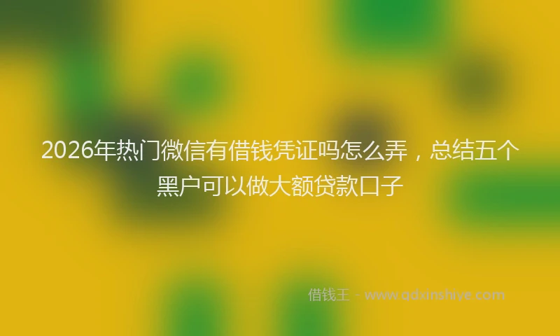 2026年热门微信有借钱凭证吗怎么弄，总结五个黑户可以做大额贷款口子