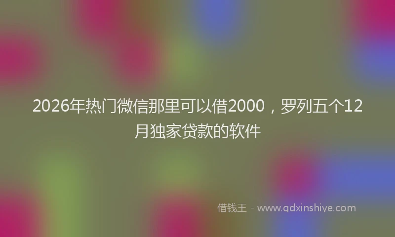 2026年热门微信那里可以借2000，罗列五个12月独家贷款的软件