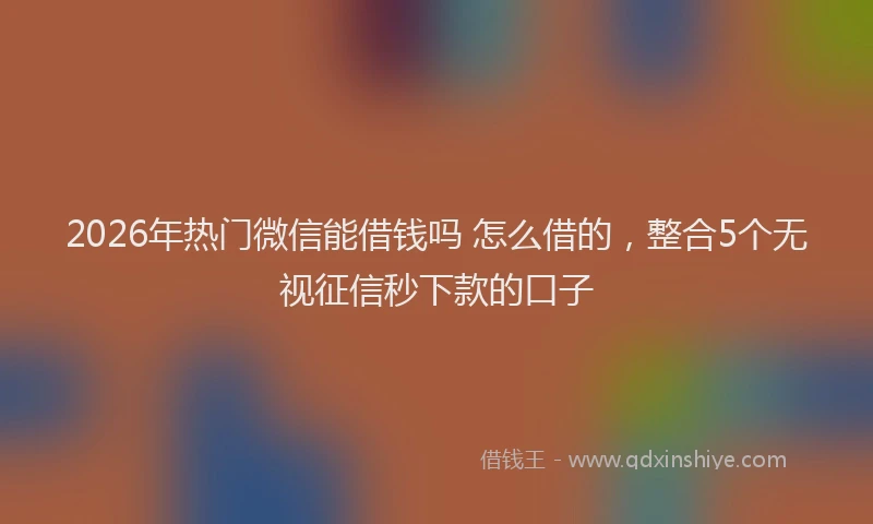 2026年热门微信能借钱吗 怎么借的，整合5个无视征信秒下款的口子