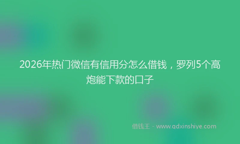 2026年热门微信有信用分怎么借钱，罗列5个高炮能下款的口子