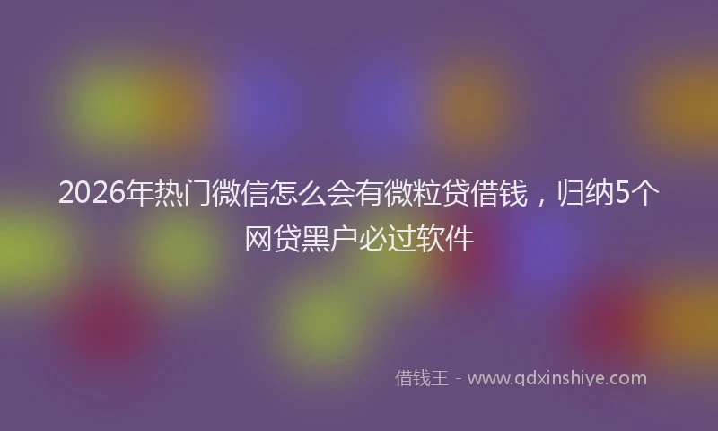 2026年热门微信怎么会有微粒贷借钱，归纳5个网贷黑户必过软件