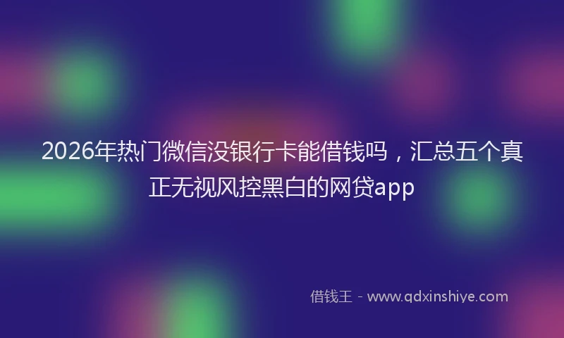 2026年热门微信没银行卡能借钱吗，汇总五个真正无视风控黑白的网贷app
