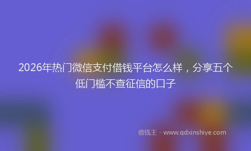 2026年热门微信支付借钱平台怎么样,分享五个低门槛不查征信的口子