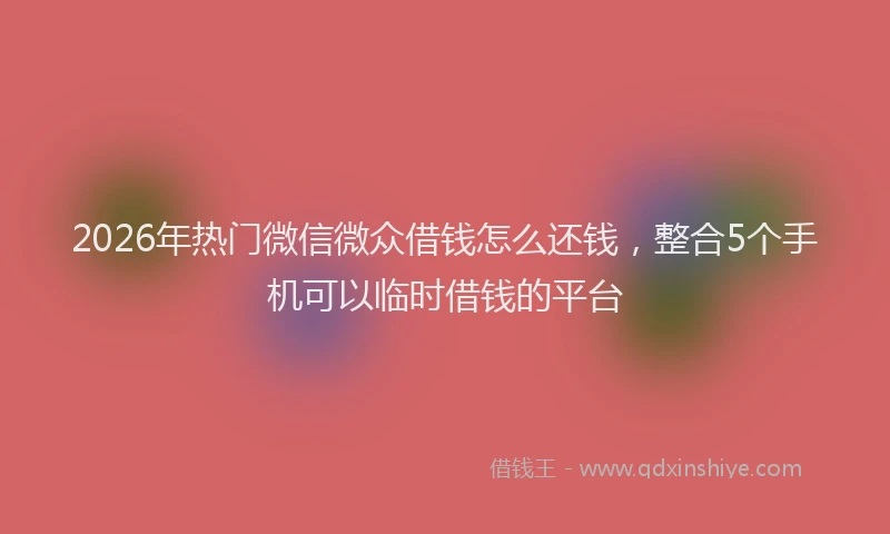 2026年热门微信微众借钱怎么还钱，整合5个手机可以临时借钱的平台