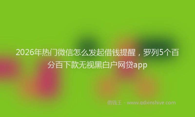 2026年热门微信怎么发起借钱提醒，罗列5个百分百下款无视黑白户网贷app
