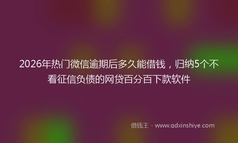2026年热门微信逾期后多久能借钱，归纳5个不看征信负债的网贷百分百下款软件