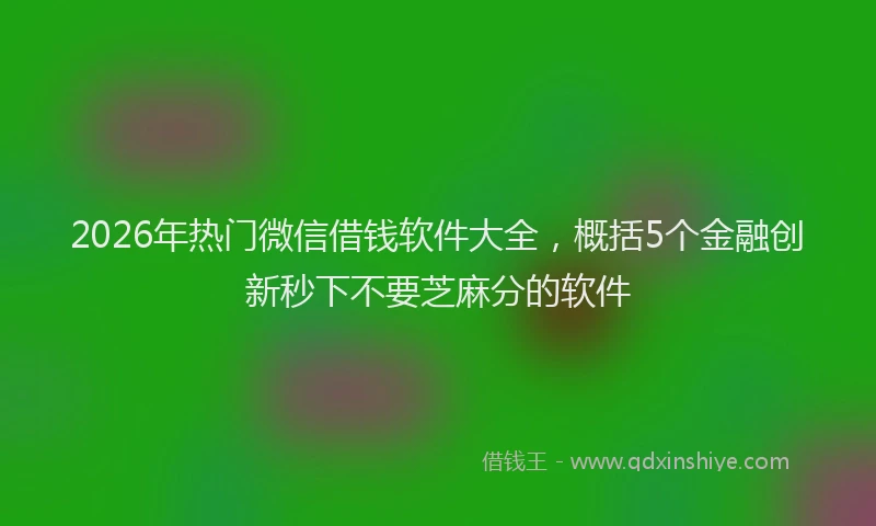 2026年热门微信借钱软件大全，概括5个金融创新秒下不要芝麻分的软件