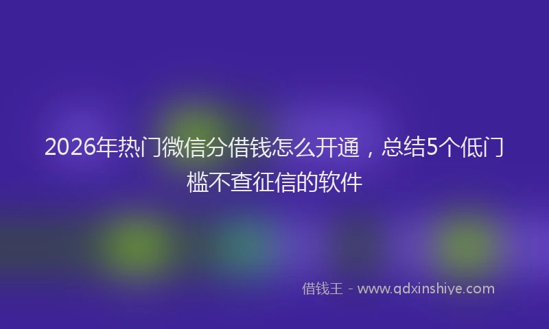 2026年热门微信分借钱怎么开通，总结5个低门槛不查征信的软件