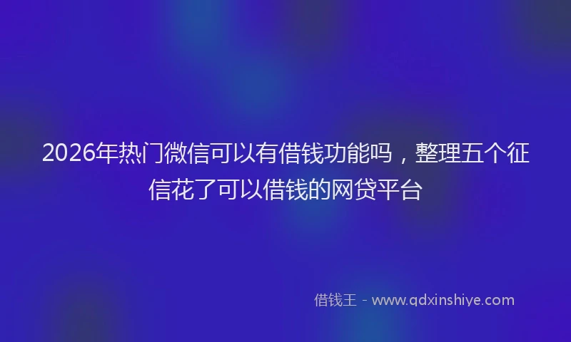 2026年热门微信可以有借钱功能吗，整理五个征信花了可以借钱的网贷平台