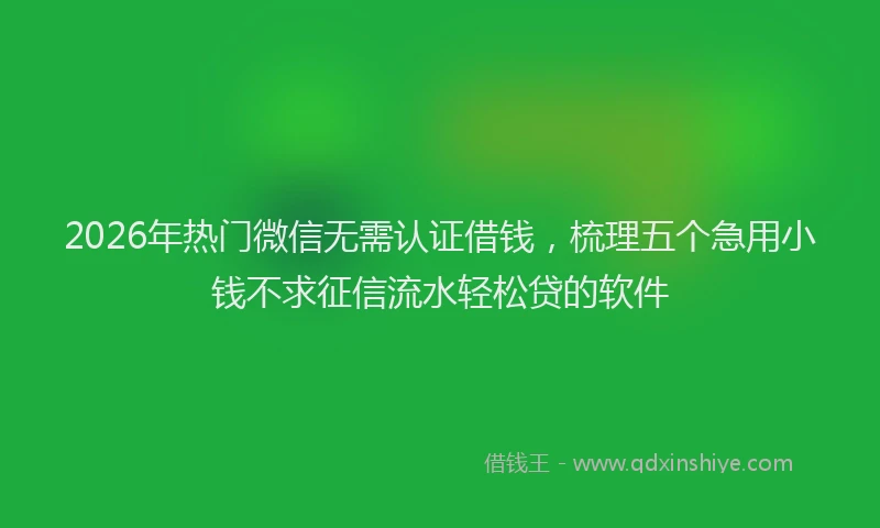 2026年热门微信无需认证借钱，梳理五个急用小钱不求征信流水轻松贷的软件