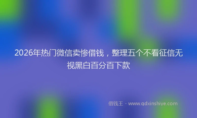 2026年热门微信卖惨借钱，整理五个不看征信无视黑白百分百下款