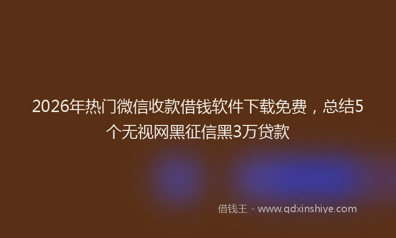 2026年热门微信收款借钱软件下载免费，总结5个无视网黑征信黑3万贷款