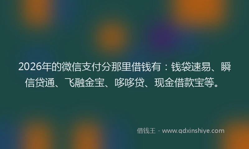 2026年的微信支付分那里借钱有：钱袋速易、瞬信贷通、飞融金宝、哆哆贷、现金借款宝等。