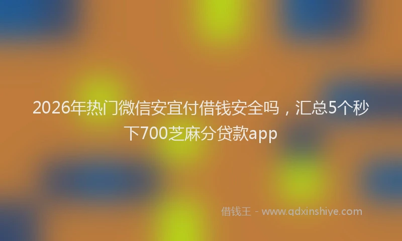 2026年热门微信安宜付借钱安全吗，汇总5个秒下700芝麻分贷款app