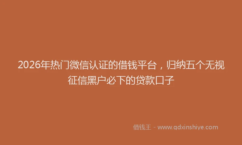2026年热门微信认证的借钱平台，归纳五个无视征信黑户必下的贷款口子