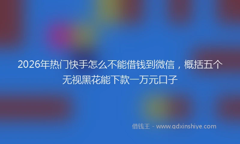 2026年热门快手怎么不能借钱到微信，概括五个无视黑花能下款一万元口子