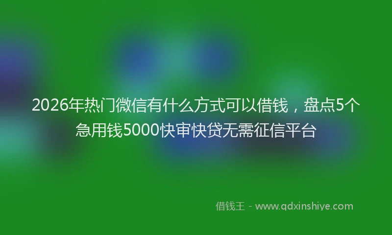 2026年热门微信有什么方式可以借钱，盘点5个急用钱5000快审快贷无需征信平台