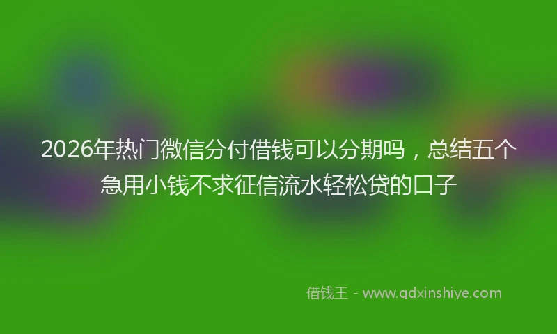 2026年热门微信分付借钱可以分期吗，总结五个急用小钱不求征信流水轻松贷的口子
