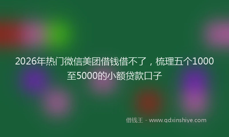 2026年热门微信美团借钱借不了，梳理五个1000至5000的小额贷款口子