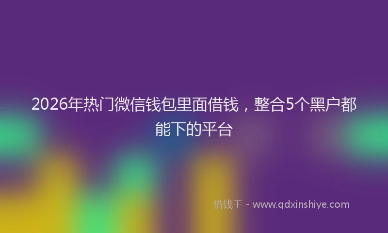 2026年热门微信钱包里面借钱，整合5个黑户都能下的平台