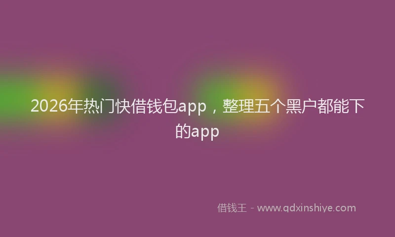 2026年热门快借钱包app，整理五个黑户都能下的app