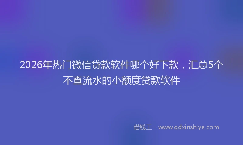 2026年热门微信贷款软件哪个好下款，汇总5个不查流水的小额度贷款软件
