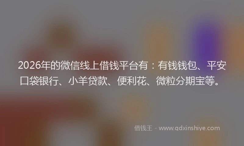 2026年的微信线上借钱平台有：有钱钱包、平安口袋银行、小羊贷款、便利花、微粒分期宝等。