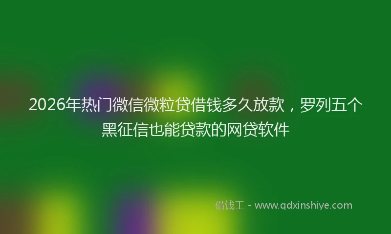 2026年热门微信微粒贷借钱多久放款，罗列五个黑征信也能贷款的网贷软件
