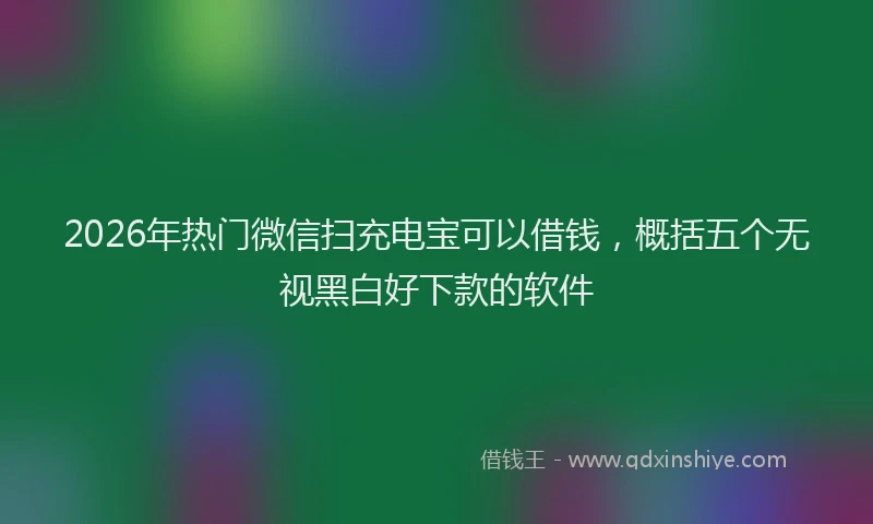 2026年热门微信扫充电宝可以借钱，概括五个无视黑白好下款的软件