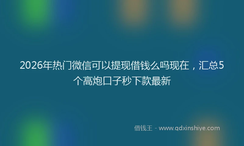 2026年热门微信可以提现借钱么吗现在，汇总5个高炮口子秒下款最新