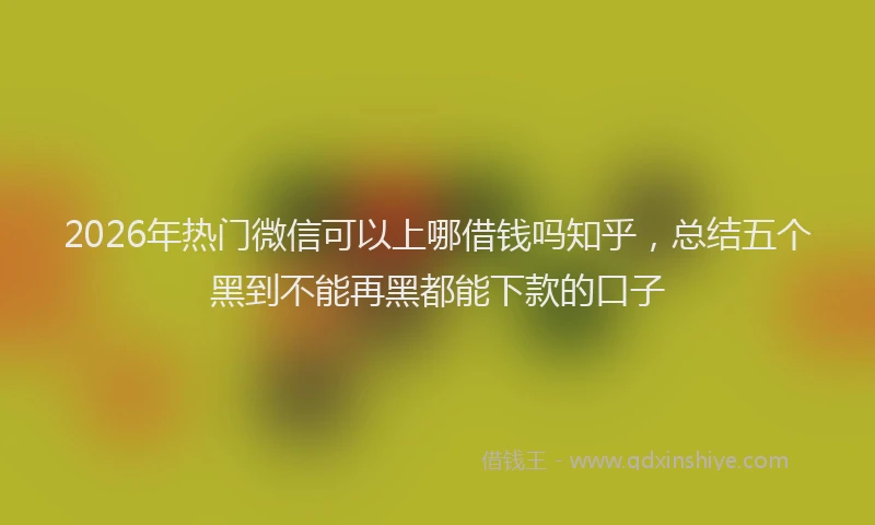 2026年热门微信可以上哪借钱吗知乎，总结五个黑到不能再黑都能下款的口子