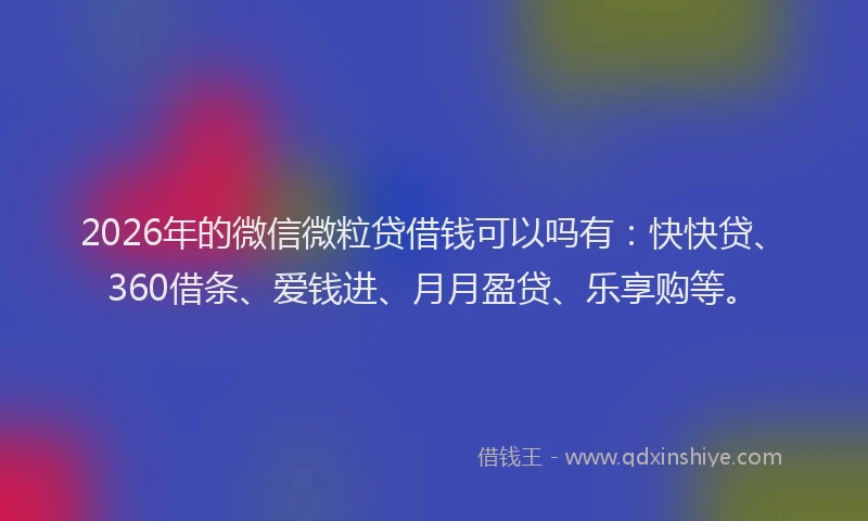 2026年的微信微粒贷借钱可以吗有：快快贷、360借条、爱钱进、月月盈贷、乐享购等。