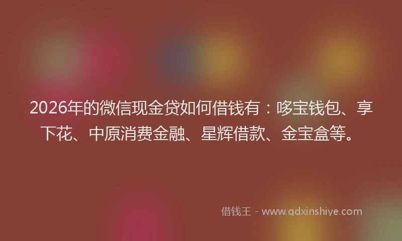 2026年的微信现金贷如何借钱有：哆宝钱包、享下花、中原消费金融、星辉借款、金宝盒等。