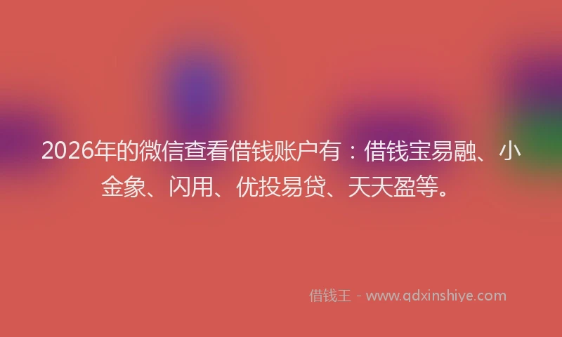 2026年的微信查看借钱账户有：借钱宝易融、小金象、闪用、优投易贷、天天盈等。