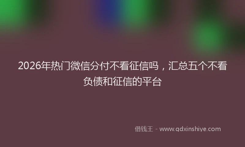 2026年热门微信分付不看征信吗，汇总五个不看负债和征信的平台