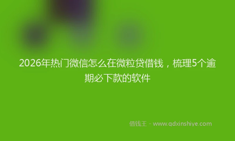 2026年热门微信怎么在微粒贷借钱,梳理5个逾期必下款的软件