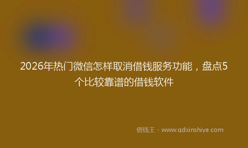 2026年热门微信怎样取消借钱服务功能，盘点5个比较靠谱的借钱软件