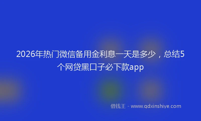 2026年热门微信备用金利息一天是多少，总结5个网贷黑口子必下款app