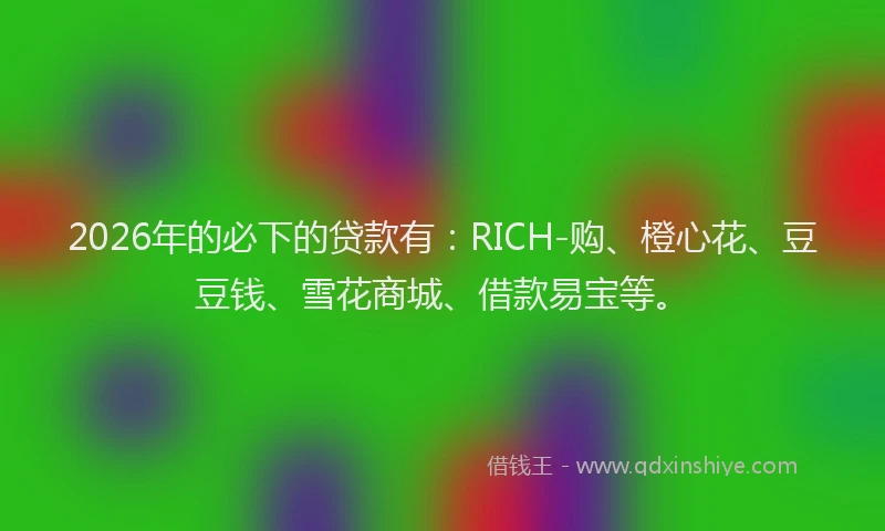 2026年的必下的贷款有：RICH-购、橙心花、豆豆钱、雪花商城、借款易宝等。