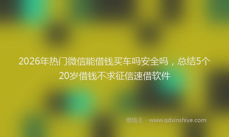 2026年热门微信能借钱买车吗安全吗，总结5个20岁借钱不求征信速借软件