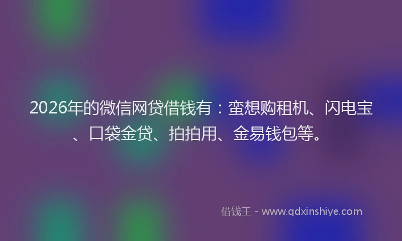 2026年的微信网贷借钱有：蛮想购租机、闪电宝、口袋金贷、拍拍用、金易钱包等。